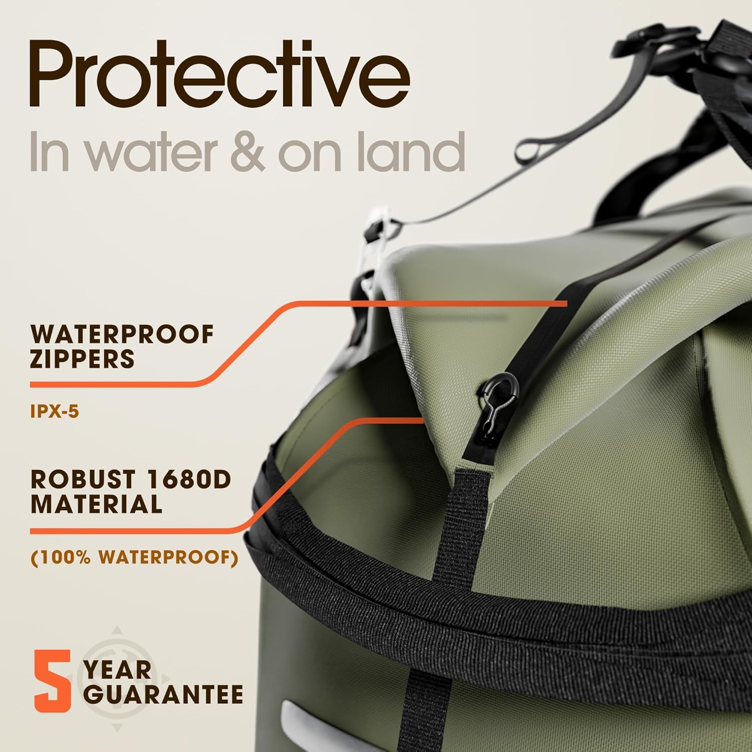 Waterproof Duffel Bag - Large Dry Bag, 1680D TPU, Heavy Duty, Camping & Marine Dry Bag, 8X8 Popout Pocket