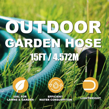 Outdoor Garden Hose No Kink: Flexible and Leakproof - 15 FT 1/2 Inch Water Hoses with GHT Fittings for Women